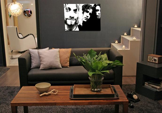 Depiction of nirvana1 on a drawing room wall.